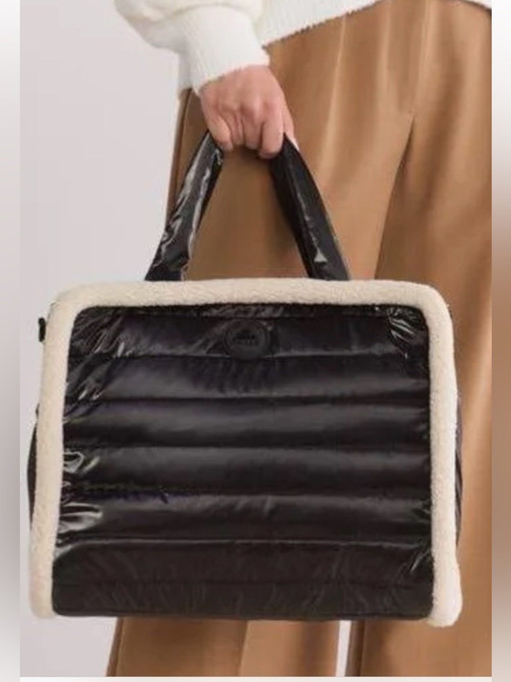 Pajar Black Tote with Cream Trim